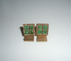 Vintage Dante Cufflinks Green Jade Mesh Wrap Around Cuff Links Mens Accessories - £11.15 GBP