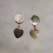 Handmade Abalone Heart Dangle Earrings – Mother of Pearl Drop Jewelry - $9.90