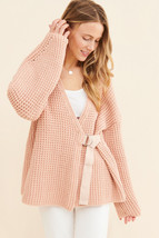 nwt $89 Urban Outfitter Belted Cardigan S waffle knit chunky LOLA d-ring sweater - £23.70 GBP