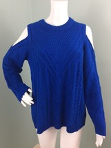 NWT Women&#39;s Vince Camuto Blue Cold Shoulder Cable Sweater Sz L Large - £30.84 GBP