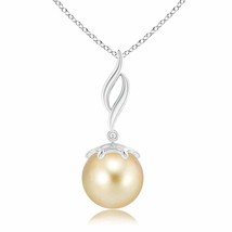ANGARA 10mm Solitaire Golden South Sea Pearl Flame Drop Pendant in Silver - £146.97 GBP+