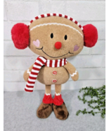 Gingerbread Girl Standing Plush Figure Christmas Hearts Candy Buttons 15... - $34.99