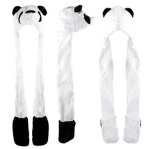 Panda Bear Plush Animal Winter Ski Hat Beanie Aviator Style Winter (Long) - £19.12 GBP