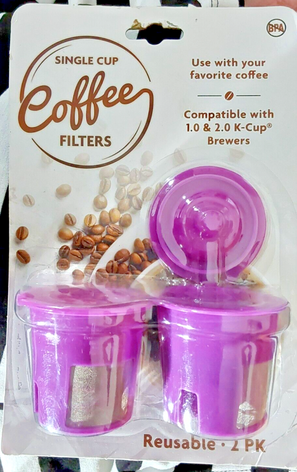 Evriholder Reusable 2-Pack Single Cup Coffee Filters Compatible w/1.0/2.0 K-Cup