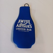 Koozie Neoprene Bottle Beer Cooler Zipper Blue White AWFUL ARTHURS OYSTE... - $168.27 MXN