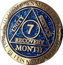 7 Month AA Medallion Reflex Blue Glitter Gold Plated Chip - £12.44 GBP