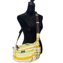 Kavu Striped Rope Sling Bag Crossbody Shoulder Bag Yellow Green Cotton C... - $419.06 MXN