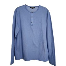 Michael Kors Men&#39;s Shirt Size Large Sky Blue Long Sleeve Henley - £25.93 GBP