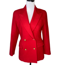 Vtg Liz Claiborne Lizsport Red Wool Blend Double Breasted blazer petite 2 - £27.86 GBP