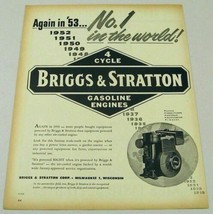 1954 Print Ad Briggs &amp; Stratton 4 Cycle Gasoline Engines No. 1 in the World - $13.55