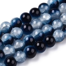 Crackle Glass Beads 8mm Dark Blue Mixed Ombre Bulk Jewelry Supplies Mix 50pcs - £4.55 GBP