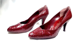 VINTAGE Women Pumps Size 8.5 Burgundy Snakeskin STUART WEITZMAN for MR S... - £32.43 GBP