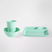 Your Zone Three (3) Pc Dinnerware Set ~ Plastic ~ Mint Green ~ Tray ~ Bowl ~ Cup - £11.95 GBP