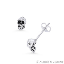 3D Skull Skeleton Gothic Punk Charm Stud Earrings Oxidized .925 Sterling... - $27.90 CAD