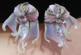 HAND BLOWN  GLASS CLIP ON  Lavender and Pink - £35.31 GBP