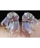 HAND BLOWN  GLASS CLIP ON  Lavender and Pink - £35.30 GBP
