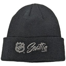 Adidas Black Hockey Beanie NHL Seattle Black NHL Winter Knit Tobogan - £19.15 GBP