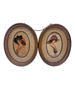 Antique Double Joined Hinge Frame Portrait 1900s Gibson Girl Lady Romant... - $1,866.14 MXN
