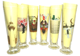 6 Berliner Kindl Pilsner Berlin City Life Culture &amp; Arts German Beer Glasses - £47.92 GBP