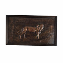 Zulu Craft Solid Copper Lion Souvenir Wall Plaque Wall Art Framed 14&quot; X 9&quot; - £18.68 GBP