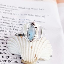 Rainbow Moonstone Ring | Blue Fire Moonstone Ring | 925 Sterling Silver Gemstone - £46.93 GBP