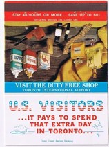 Matchbook Cover Duty Free Shop Toronto US Visitors - £1.54 GBP
