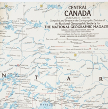 1963 Central Canada North America Map National Geographic 24.75 x 19&quot; F13H - $13.50