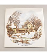 Vintage Salem Art Tile Currier &amp; Ives &quot;The Farmers Home - Winter&quot; 6 &quot;x 6&quot; - $34.63 CAD