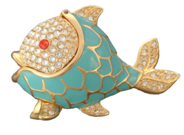 Estee Lauder Perfume Compact Whimsical Fish 2017 Monica Rich Dosann Crystal - £157.26 GBP