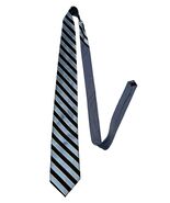 Tommy Hilfiger Silk Tie Blue Black Striped Classic Preppy USA Made - $18.00
