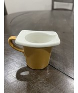 Vintage Hall Ceramic Miniature Mustard brown Creamer 2 inch Squared Top ... - $18.06 CAD