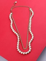 Gold Tone Chain Pearls Layered Contemporary Necklace Women Jewelry Set K... - $21.87