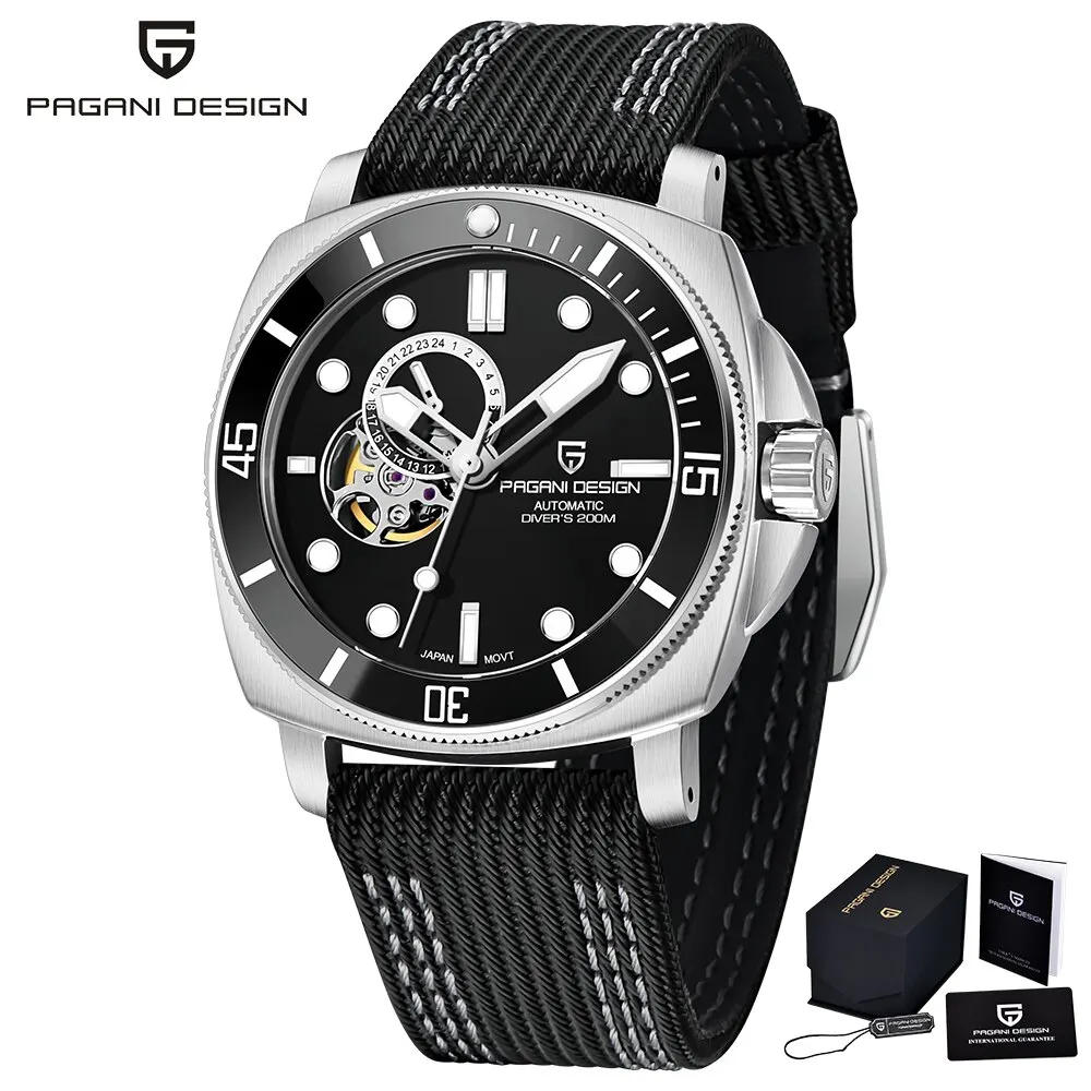 Brand Sports Men Mechanical Watch Fashion Sapphire 200M Waterproof Autom... - $355.28