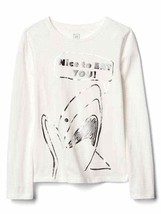 Gap Kids Girl Graphic Shark Long Sleeve Crew Neck Cotton T-shirt 4 5 6 7... - £11.72 GBP