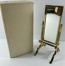 Vintage Dollhouse Miniature Mirror Floor Standing Swivel Brass Frame Home 1:12 - £17.38 GBP