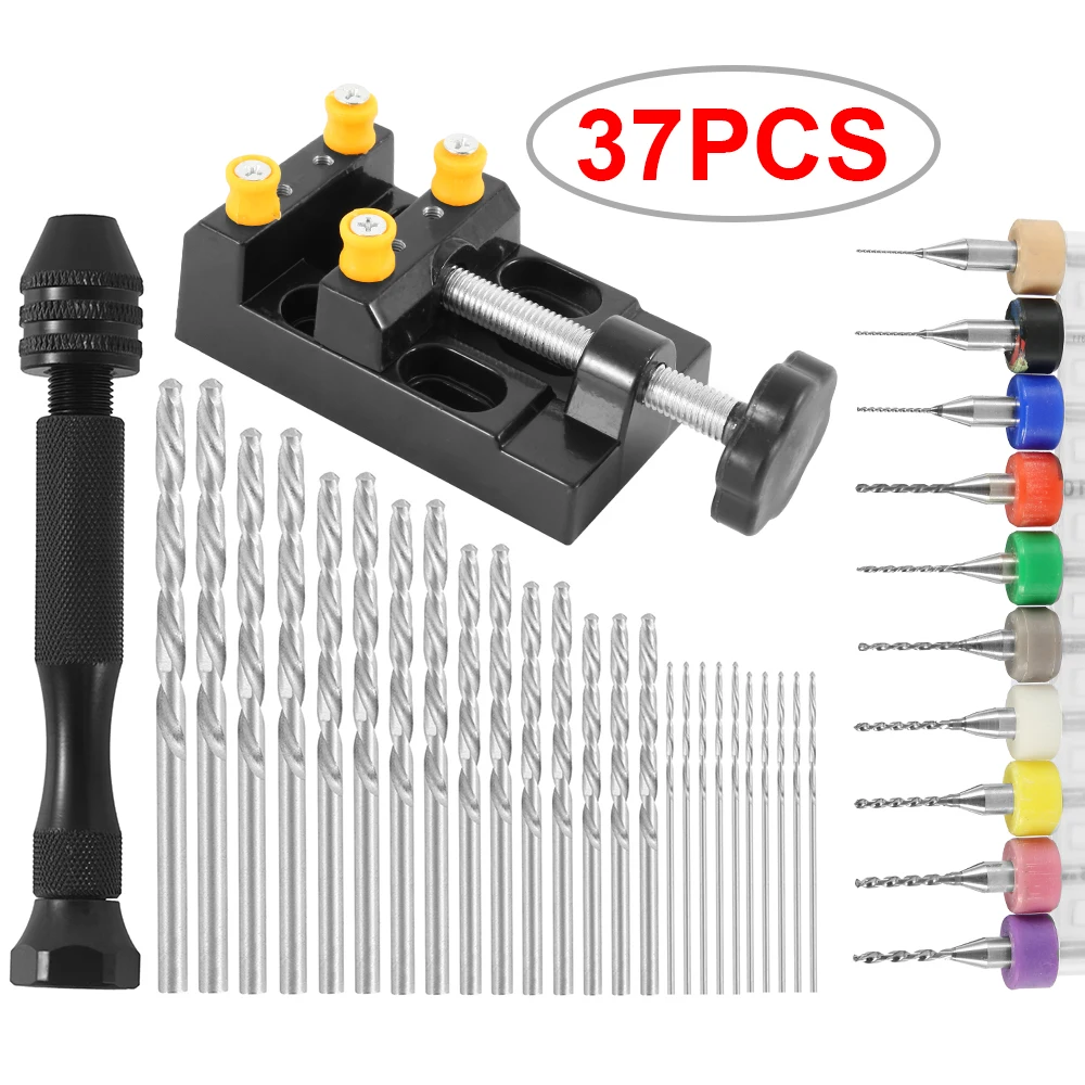 37 Pieces Hand Drill Tool Set Include Pin Vise Hand Drill with Miniature Drill M - £50.72 GBP