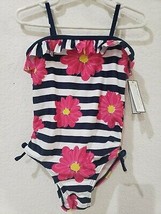 NEW BABY GAP Girls Pink Floral Blue Stripe Bathing Swimsuit Size 2 yrs - $15.99
