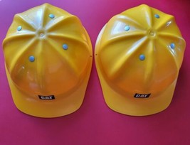 2 CAT Hard Hat Yellow Small Size Kids Caterpillar Toy Dress Up Construction - £18.66 GBP