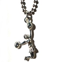 Jumping Cheerleader with Pom Poms on Stainless Steel Necklace - £18.52 GBP