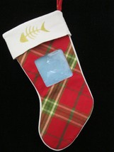 Christmas Stocking Picture Frame Cat Kitten Kitty Fish Holidays Plaid NEW - $16.44