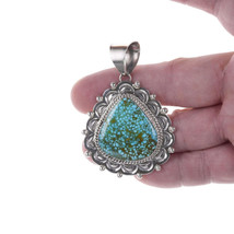 Ella M Linkin Navajo Sterling and waterweb turquoise pendant - $446.99