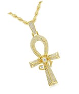 Iced Out Eye of Horus Ankh Cross Pendant Ancient - £143.92 GBP