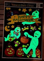 Happy Halloween Glow In the Dark Window Decor Clings Mummy Ghosts GITD VTG 1999 - £8.26 GBP