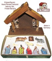 Vintage Krippenfiguren Handpainted 14pc Nativity Set Germany Original Packaging - £39.92 GBP