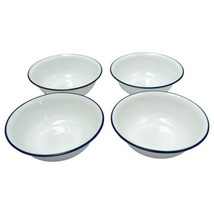 Corelle New Vitrelle Bowls White Blue Cobalt Circles 6 in Cereal Lot 4 New Tags - $44.50