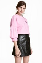NWOT Black Button-front A-line PU Leather Skirt Size 8/10/L - £15.43 GBP