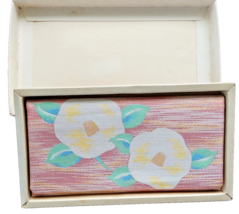 VINTAGE Wallet Kimono SILK Fabric Pink  Japanese Camellia flowers w tag - £30.85 GBP