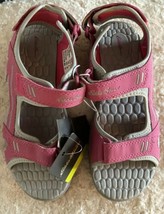 Eddie Bauer Kids Girls Kelsey Pink Gray Size 4 Sandals, 3 Hook-Loop Fasteners - £20.56 GBP