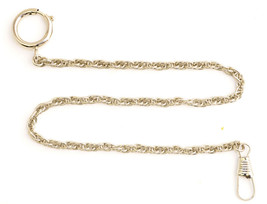 1  POCKET WATCH CHAINS STAINLESS silver tone CLASP  RING CLIP NEW - $16.25