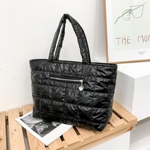 Women Qualited Lattice Pattern Nylon Shoulder Bag Space Cotton Handbag Large Cap - £29.71 GBP